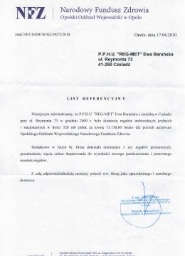 List referencyjny od NFZ Opole